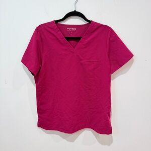 Mandala Women's V-Neck Scrub Top in Fuchsia Pink